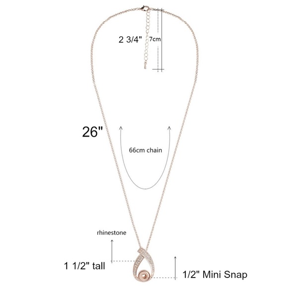 Rose Gold Plated Pendant Necklace Includes 26" Chain and 3 Mini Snaps 12mm Shown - Picture 2 of 4